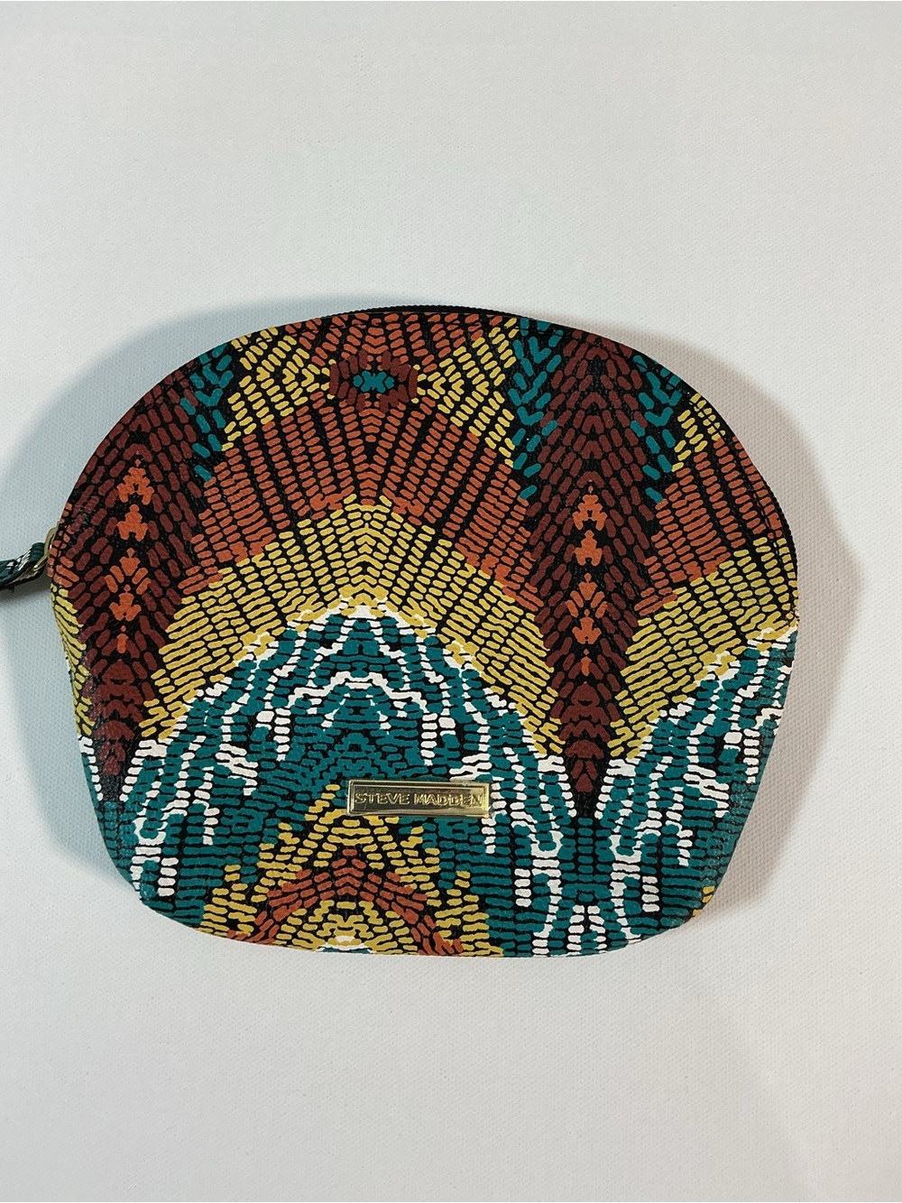 Steve Madden Multicolor Geometric Printed Dome Cosmetic Pouch